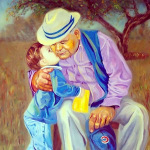 Painting of my grandfather with my cousin, I love this because it captures my grandfather’s spirit. 